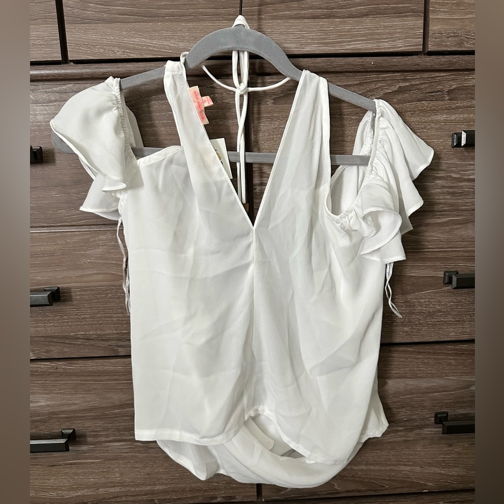 Solaris Style White Ruffle Sleeve Women's Top